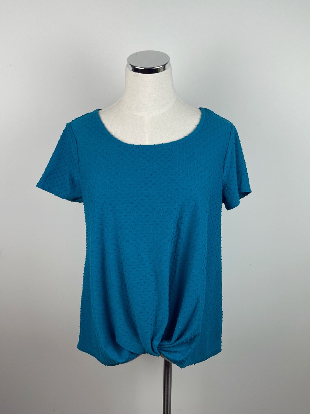 Rose & Olive Blue Dots Short Sleeve Top Women Medium